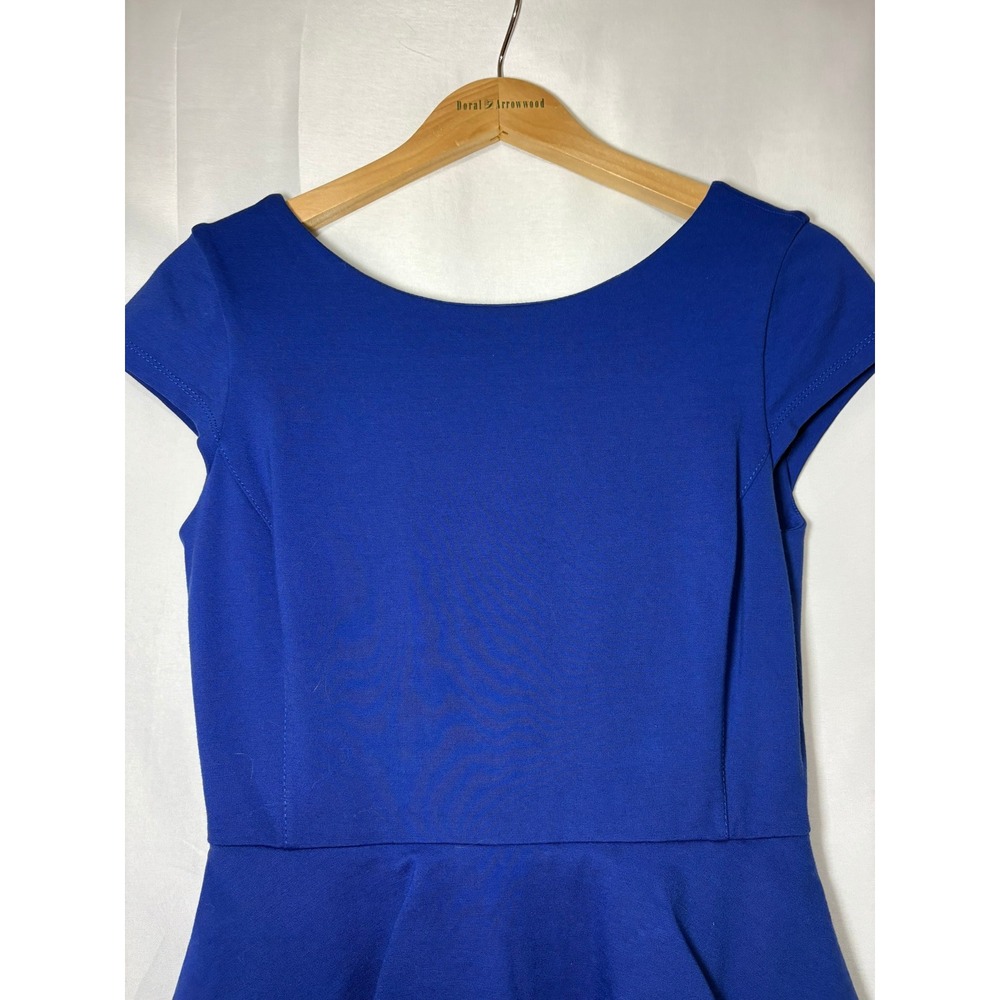 Banana Republic Royal Blue Peplum Sheath Dress Cap Sleeve Ponte Knit Sz 4 - Picture 2 of 10
